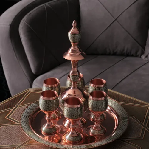 سرویس شراب خوری(شربتخوری) خاتم کاری بزرگ