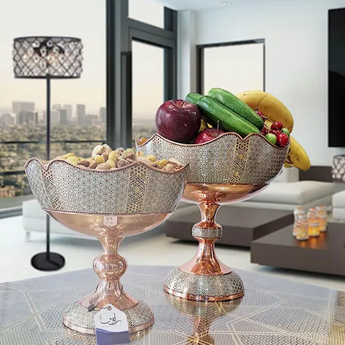 کاسه پایه دار دالبر خسروانی خاتم کاری