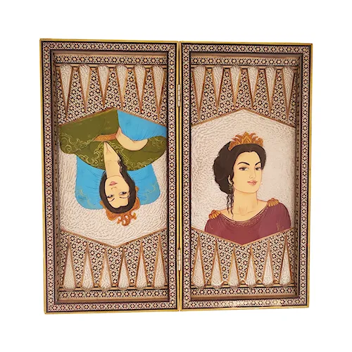 تخته نرد خاتم کاری نقاشی رخ