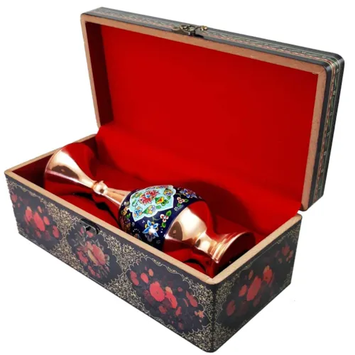 پک هدیه گلدان صراحی 20 مس و پرداز با جعبه دکوپاژ