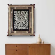 تابلو قلم زنی با قاب خاتم دو شاسی سایز 73*63 زاوش