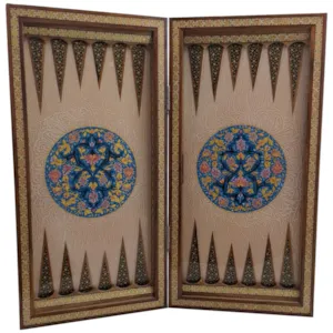 تخته نرد و صفحه شطرنج لبگرد خاتم نقاشی تذهیب سایز 50