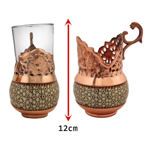 سرویس چای خوری چهار نفره خاتم کاری ساده با جعبه درب لپ تاپی