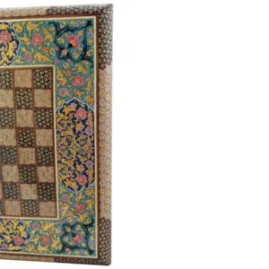 جزئیات تخته نرد و صفحه شطرنج لبگرد خاتم نقاشی تذهیب سایز 50